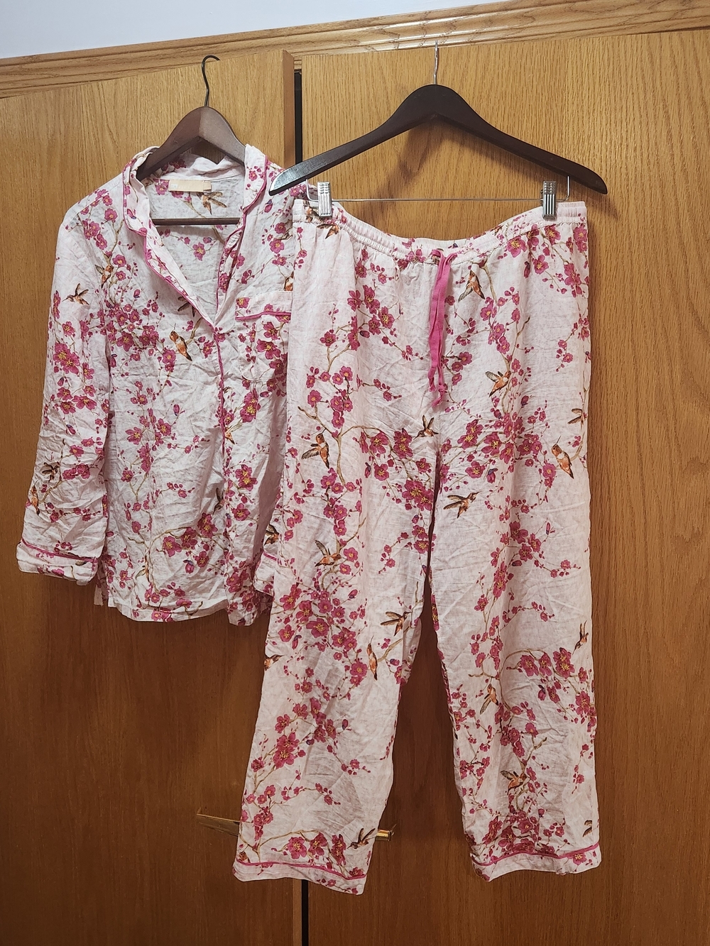 LA CERA Floral Pink Cotton Pajama Set